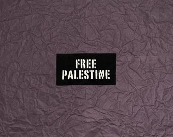 Free Palestine Stenciled Patch / Raw Edge Cone Denim / Sew On