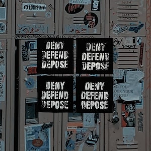 Deny Defend Depose Block Printed Patch / Raw Edge Cone Denim / Sew On