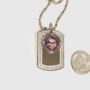 Minnesota Vikings Bling Iced Out Necklace Pendant Cz Stainless Dog Tag