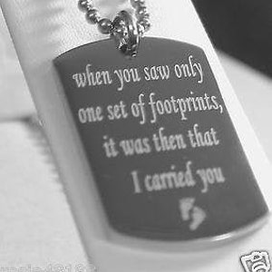Footprints  Prayer Solid Thick Stainless Steel Shine Cross Prayer