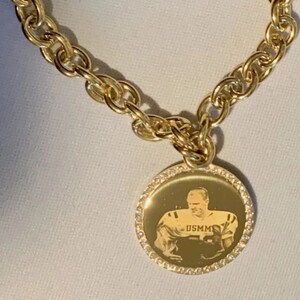 Custom Engraved CZ Bling Gold IPG Stainless Steel Round With Oval Link Chain Bracelet