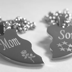 Mom Son Split Heart Thick Dog Tag Necklaces