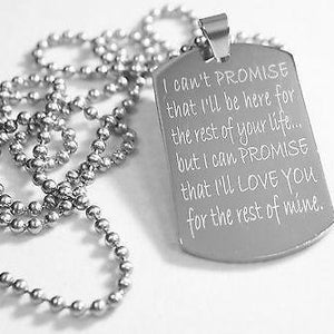 Love Promise Message Wedding Special Necklace Poem Dog Tag Stainless Steel