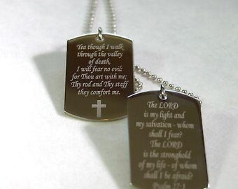 Psalm Stainless Steel Tags Custom Prayer Military Style  Necklace