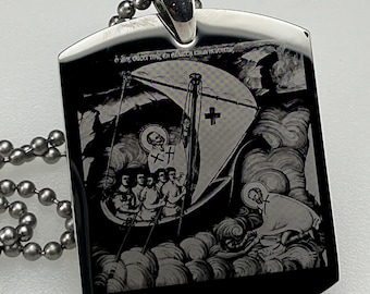 Saint Nicholas Protector of Sailors Seaman Patron Saint Image and Prayer Stainless Steel dog tag necklace