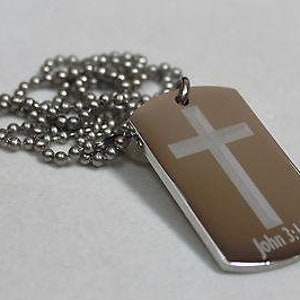 John 3:16 Inspirational Prayer Solid Thick Stainless Steel Shine Cross Prayer