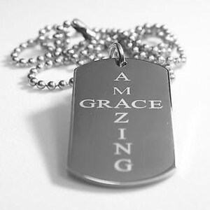 Amazing Grace  Solid Thick Stainless Steel Shine Cross Prayer Necklace Pendant