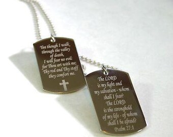Psalm Tags Stainless Steel Custom Prayer Military Style  Necklace