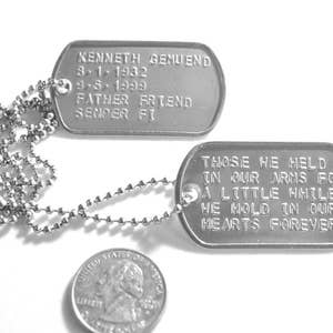 Embossed Military Dog Tags stamped geniune