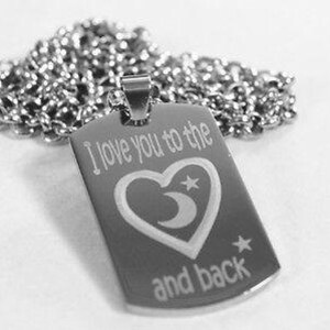 I Love Heart You To The Moon Solid Thick Stainless Steel Shine