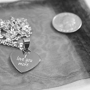 I Love You More Heart Stainless Steel Pendant Dog Tag Necklace