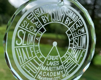 GLMA Great Lakes Maritime Academy K9 Crystal Engine Order Telegraph Crystal Ornament EOT Traverse City
