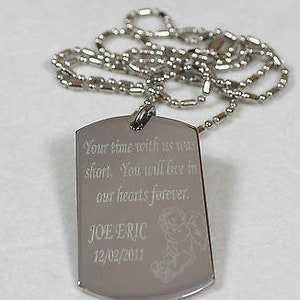 Memorial Tag Remember Dog Tag Necklace Loved One Stainless Steel