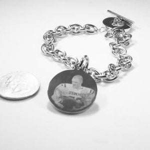 Custom Engraved 1&quot; Round Dog Tag Silver Color Stainless Steel No Chain