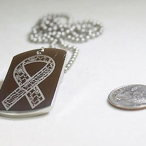 Autism awareness ribbon solid thick stainless steel dog tag necklace
