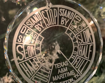 Texas A&M Galveston Maritime Academy K9 Crystal Engine Order Telegraph Crystal Ornament EOT