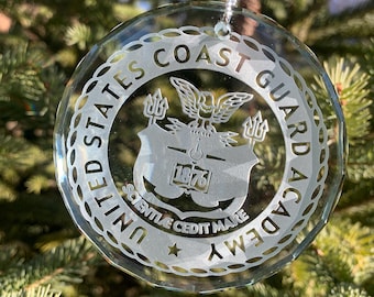 USCGA US Coast Guard Academy crystal ornament