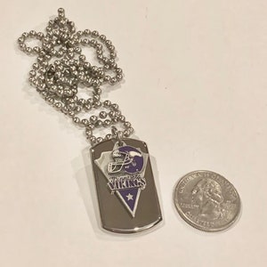 Minnesota Viking Stainless Steel Dog Tag Necklace  3d Ball Chain