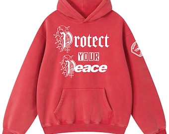 JTxPM 3, Protect Your Peace, Heavyweight Oversize Hoodie, faded red, unisex