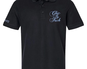JTxPM 2, Chic AF-polo, 100 Percent Cotton Pique Polo, black, unisex
