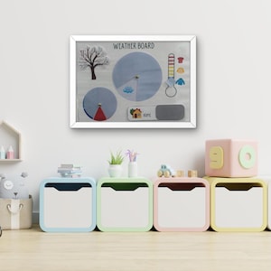 Tableau météo Montessori à imprimer pour les tout-petits, carte météo quotidienne pour enfants, apprentissage interactif, activité scolaire à domicile, salle de classe préscolaire