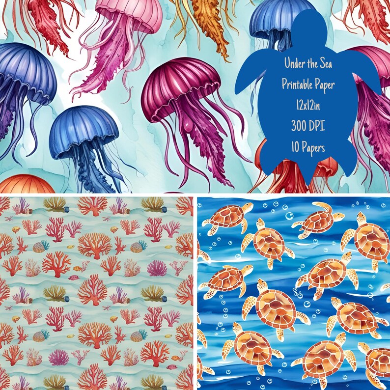 Under the Sea Printable Paper - 10 Digital Papers - 300 DPI - 12x12 In ...