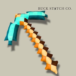 Huge Gaming Blue Pickaxe Body Pillow | Handmade | Lounge Patchwork Pillow | Two-Person Pillow | Washable Pillow |
