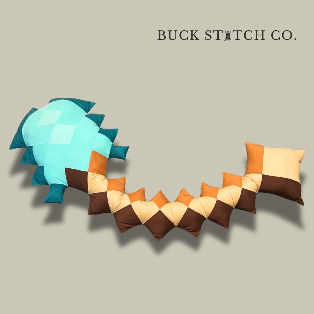 Handmade Blue Pickaxe Body Pillow | Gaming Lounge Decor, 72x21 Inches ...