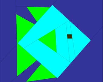 Patrón de bloque de edredón de pez / Paper Piecing de base FPP (Descarga digital)