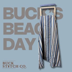 Buck&#39;s Beach Day - Double-Sided Apron, Adjustable Neck Strap, With Pocket, Durable Canvas Apron, Only 1