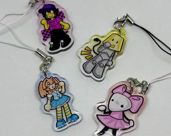 Llavero acrílico epoxi Regretevator de 1,5 pulgadas con bordes de colores para teléfono