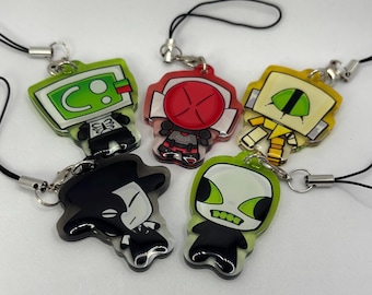 Llavero acrílico de epoxi de 3,8 cm (1,5 pulgadas) con diseño de la muerte y bordes de colores. También disponible como colgante para teléfono.