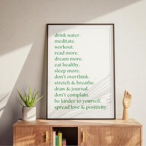 Daily Reminder Poster | Self Care Printable Wall Art | Positive Typography Print | Self Love Home Decor | Motivational Daily Habits Reminder