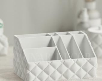 Chic Quilted Look Bathroom Organizer, Inflated Cushion Design, Makeup, Vanity Storage Tray, Countertop, Skincare, Cosmetic, Decor Essentials