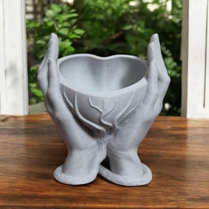 Hand Hearts Planter Vase: Flower Pots, Succulents, Cacti, Air Plants, Ideal Indoor Planters, Outdoor, Candy Bowl, Throw Dish, Snake Plant