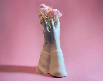 Praying Hands Vase, Table Centerpiece, Church Flower Pot, Prayer Statue for Succulents, Cacti, Airplants and Bookshelf, Boho Farmhouse Decor