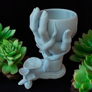 Enchanted Grip Mushroom Hand Vase, Unique Planter Bowl, Boho & Eclectic Home Décor, Flower Pot for Indoor Plants, Succulents and Herbs, Gift