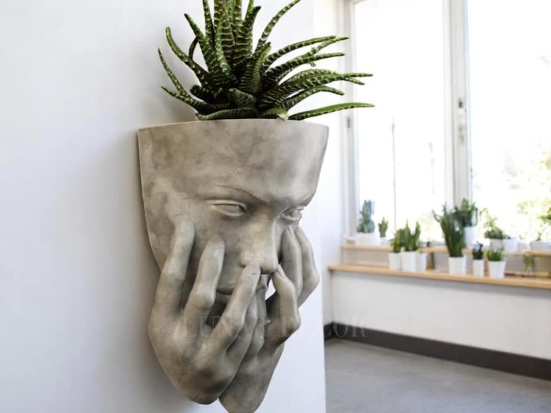 Crying Woman Wall Planter, Emotional Face Mask Planter, Indoor ...
