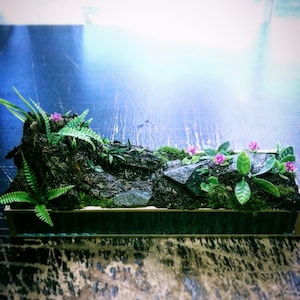 Mossy Treestump Scene Desk Ornament / preserved moss decoration / moss bowl / moss desk decorations / moss centerpiece