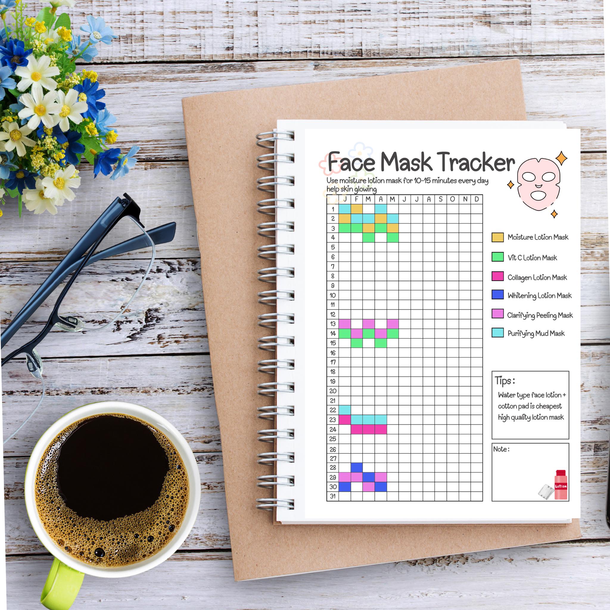 Mask Rackee Face Mask Tracker: Printable Skincare Routine Planner, Beauty and Self ...