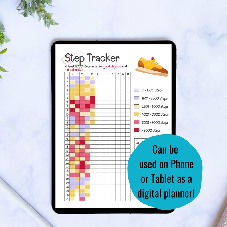 Step Rangs Daily Step Tracker: Printable Fitness Goal Planner, Exercise Journal ...