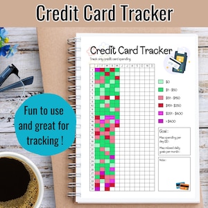 Rastreador de tarjetas de crédito, Rastreador financiero, Rastreador de dinero, Planificador financiero imprimible, Gestión de gastos, Rastreador imprimible, Rastreador Bujo
