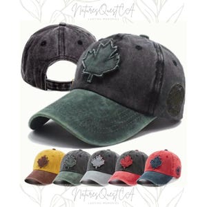Kanadische Kappe Ahornblatt-Baseball-Hut, gewaschenes Cross-Border-Design Vintage Style Verstellbarer Hut für Männer & Frauen, kanadisches Outdoor-Geschenk