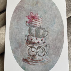 Art Print, Tea cup print, Tea cup art, Tea cup painting, whimsical art, small painting