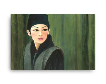 竹の心の中で、キャンバスに描かれた絵画、壁アート、竹の絵画 - Etsy 日本