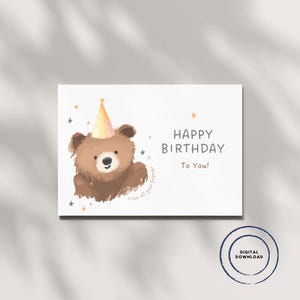 Cartão de Feliz Aniversário - Download Digital - Cartão de Felicitações para Imprimir com Design Colorido