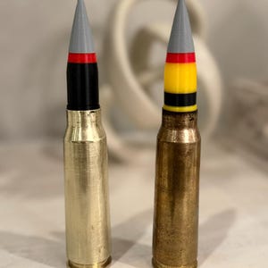 20mm Round Display – Real Once-Fired Brass Shell with 3D Printed Tip – Military Surplus Decor – Veteran Made – Unique Gift