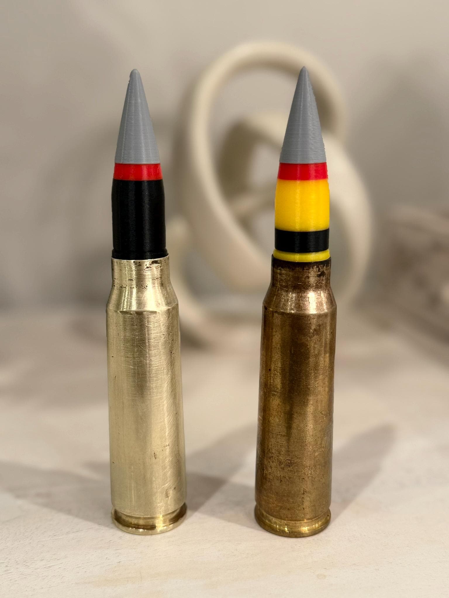 20mm Shell Display: Real Brass Casing with 3D Printed Tip - Veteran Made