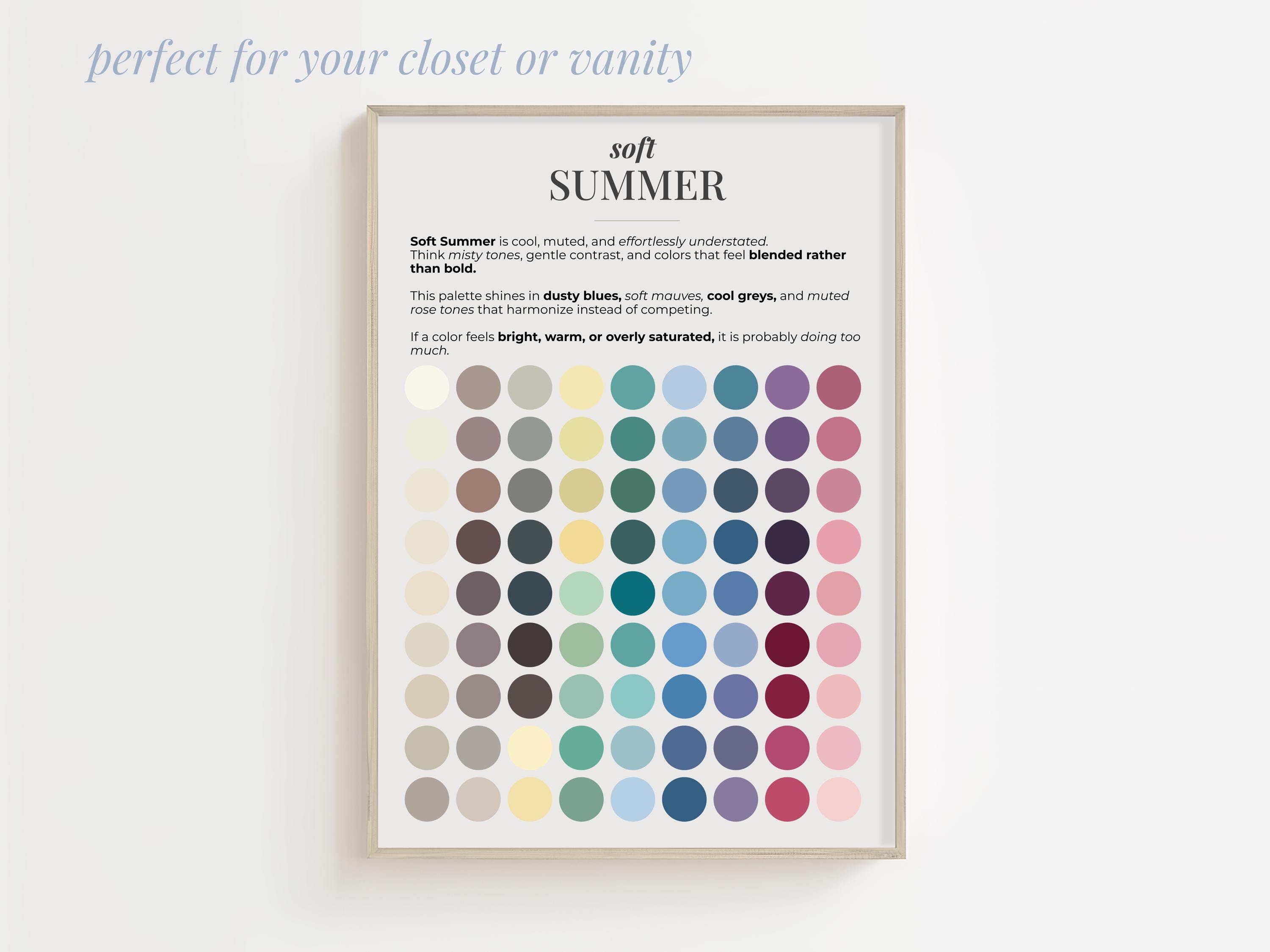 Summer Color Palette Bundle | Seasonal Color Analysis Chart | Soft ...