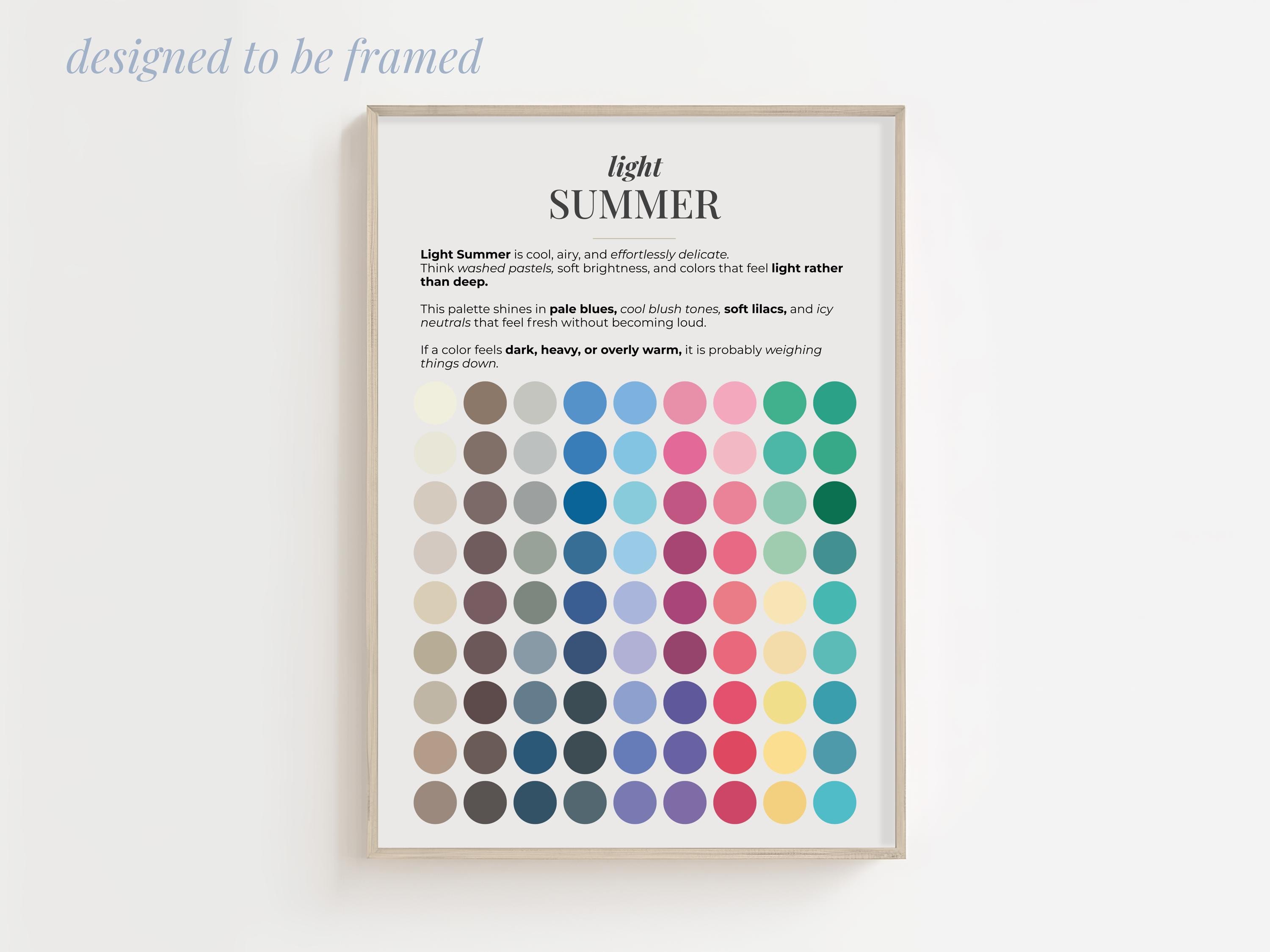 Summer Color Palette Bundle | Seasonal Color Analysis Chart | Soft ...